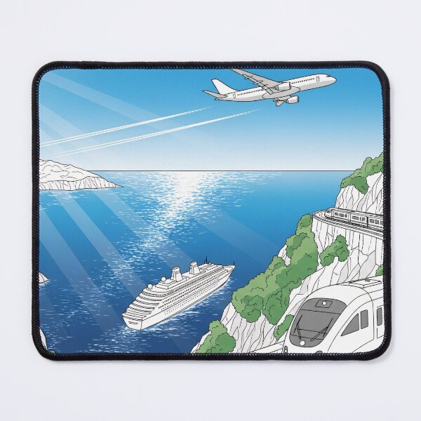 Item preview, Coastal Travel Train Ocean Line Art designed and sold by PixorStudio.