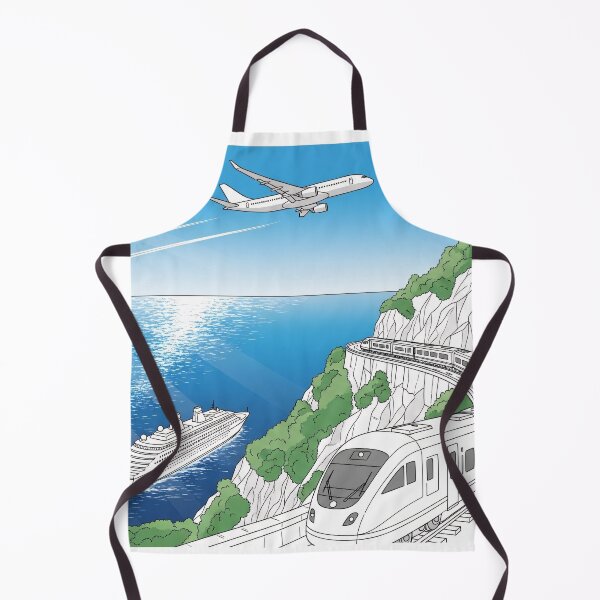 Item preview, Coastal Travel Train Ocean Line Art designed and sold by PixorStudio.