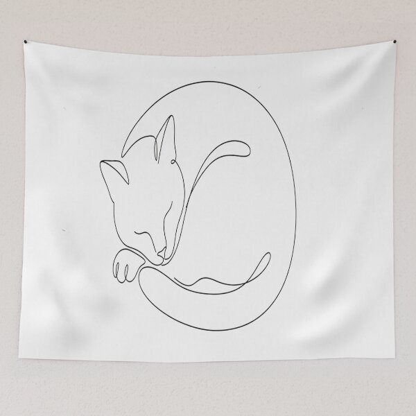Item preview, Minimal Line Art-Sleeping Cat designed and sold by DinsignStudio.