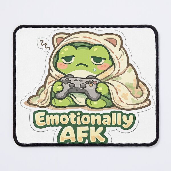 Item preview, Emotionally AFK Frog Sticker – Cozy Gamer Frog with Controller designed and sold by InkWanderStudio.