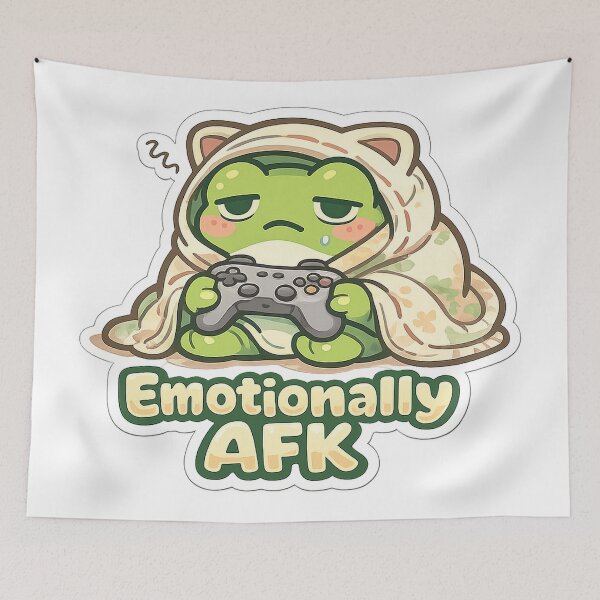 Item preview, Emotionally AFK Frog Sticker – Cozy Gamer Frog with Controller designed and sold by InkWanderStudio.