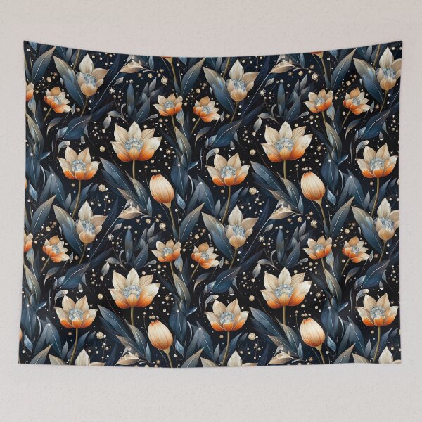 Item preview, Floral Tulip Diamonds Dark Seamless Pattern designed and sold by Leylita Design.