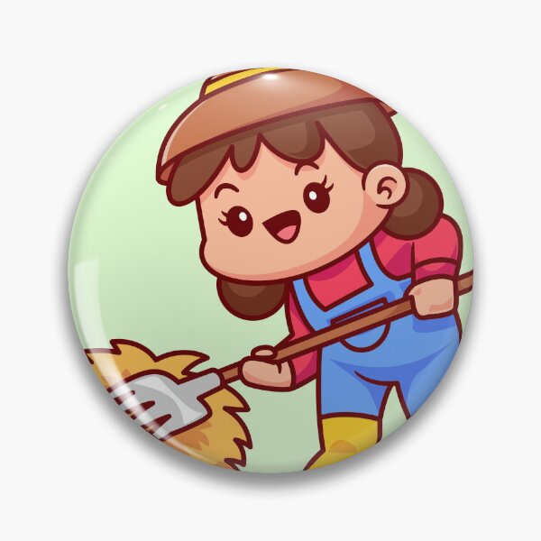 Item preview, cute-woman-farmer-holding-garden-fork-cartoon-vector-icon-illustration-people-nature-isolated-flat designed and sold by hjian8219.