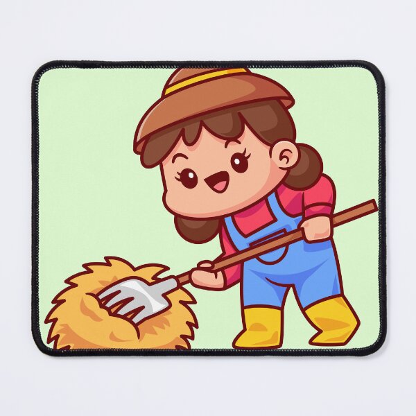 Item preview, cute-woman-farmer-holding-garden-fork-cartoon-vector-icon-illustration-people-nature-isolated-flat designed and sold by hjian8219.