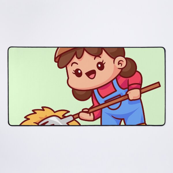 Item preview, cute-woman-farmer-holding-garden-fork-cartoon-vector-icon-illustration-people-nature-isolated-flat designed and sold by hjian8219.