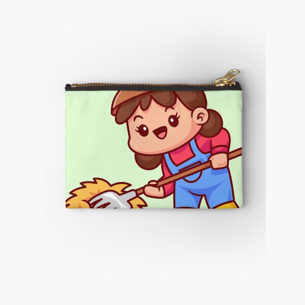 Item preview, cute-woman-farmer-holding-garden-fork-cartoon-vector-icon-illustration-people-nature-isolated-flat designed and sold by hjian8219.