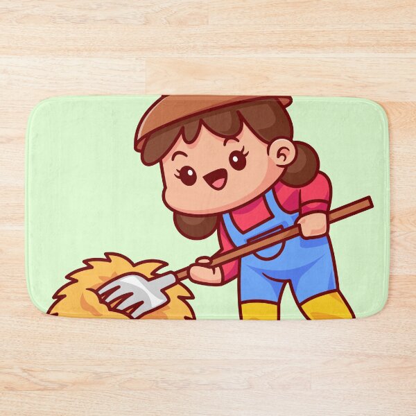 Item preview, cute-woman-farmer-holding-garden-fork-cartoon-vector-icon-illustration-people-nature-isolated-flat designed and sold by hjian8219.