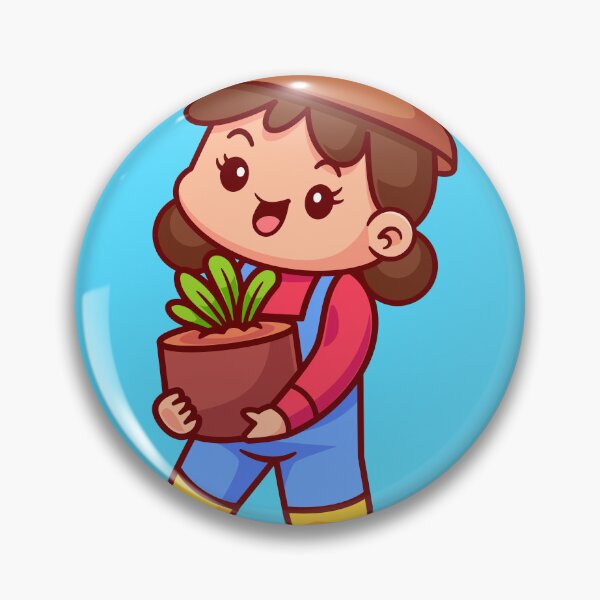 Item preview, cute-woman-farmer-holding-plant-pot-cartoon-vector-icon-illustration-people-nature-isolated-flat designed and sold by hjian8219.