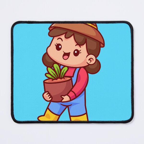 Item preview, cute-woman-farmer-holding-plant-pot-cartoon-vector-icon-illustration-people-nature-isolated-flat designed and sold by hjian8219.