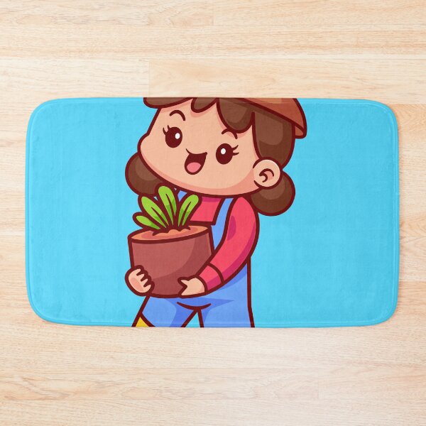 Item preview, cute-woman-farmer-holding-plant-pot-cartoon-vector-icon-illustration-people-nature-isolated-flat designed and sold by hjian8219.