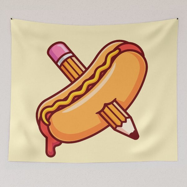 Item preview, hotdog-pencil-cartoon-vector-icon-illustration-food-object-icon-isolated-flat-vector designed and sold by hjian8219.