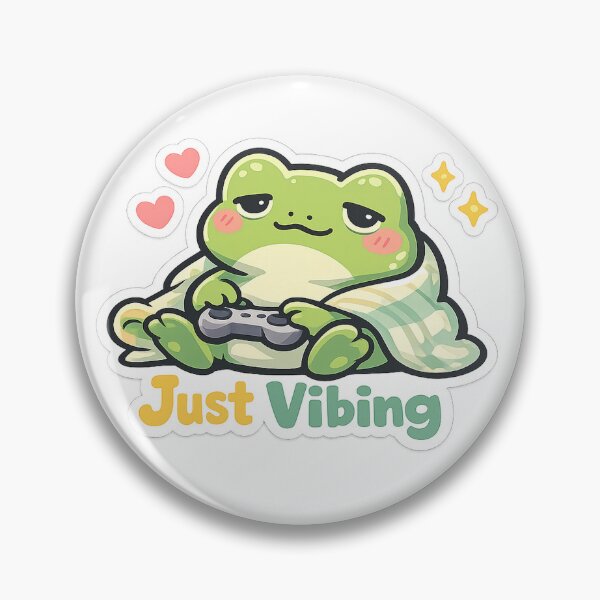 Item preview, Just Vibing Frog Sticker – Relaxed Cute Frog Aesthetic designed and sold by InkWanderStudio.