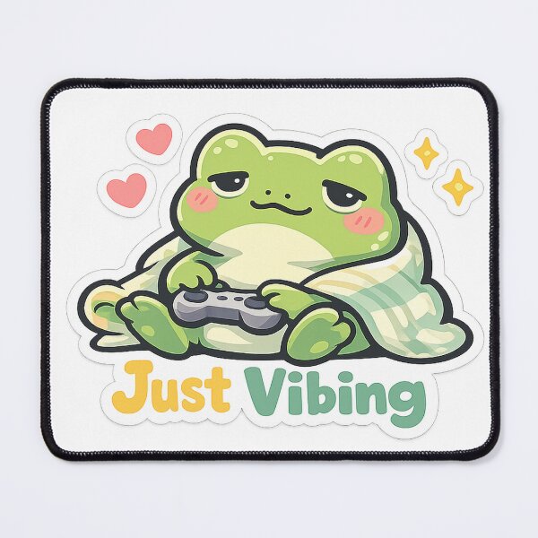 Item preview, Just Vibing Frog Sticker – Relaxed Cute Frog Aesthetic designed and sold by InkWanderStudio.