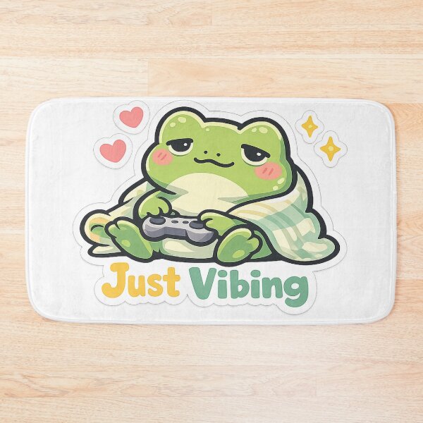 Item preview, Just Vibing Frog Sticker – Relaxed Cute Frog Aesthetic designed and sold by InkWanderStudio.