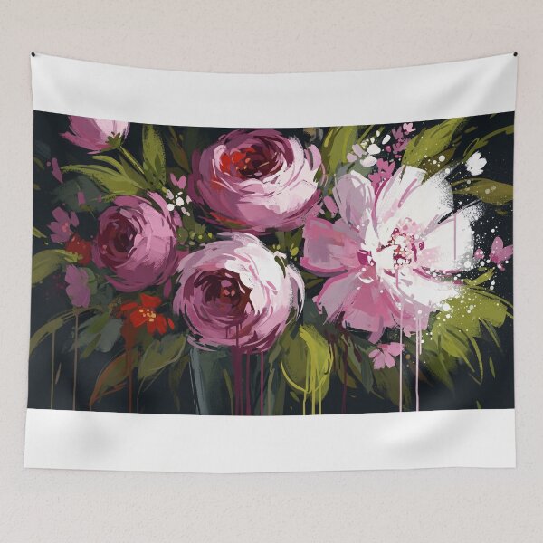 Item preview, Abstract Floral Bouquet Dark Background Painting designed and sold by PixorStudio.