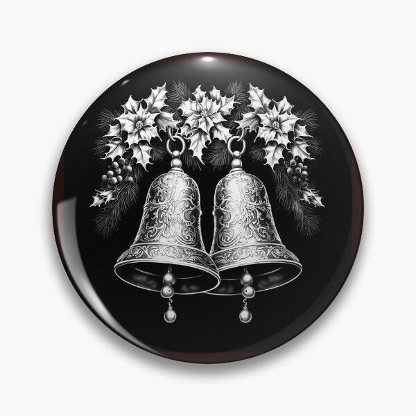 Item preview, Vintage Christmas Bells Black and White Holiday Illustration designed and sold by inkoutninja.