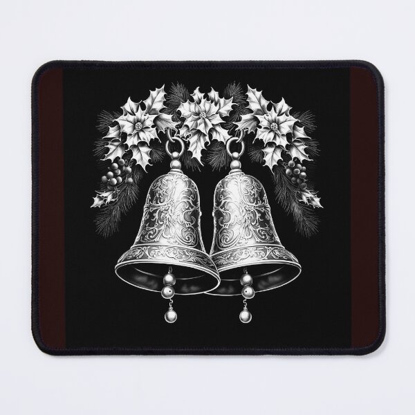 Item preview, Vintage Christmas Bells Black and White Holiday Illustration designed and sold by inkoutninja.
