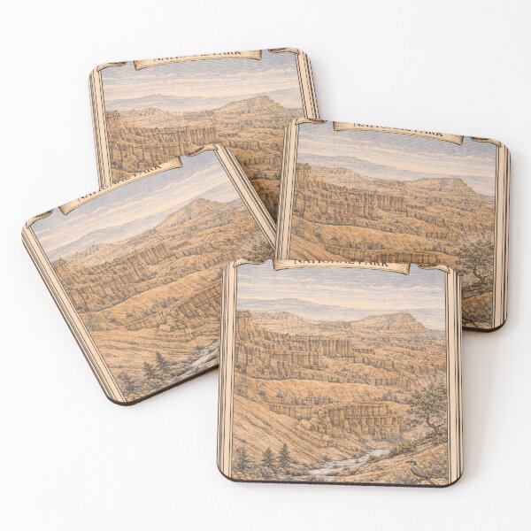 Aperçu de l'œuvre Illustration vintage du parc national de Bryce Canyon | Formations rocheuses de Hoodoo | Gravure d'art du paysage de l'Utah créée et vendue par LinePlatePress.