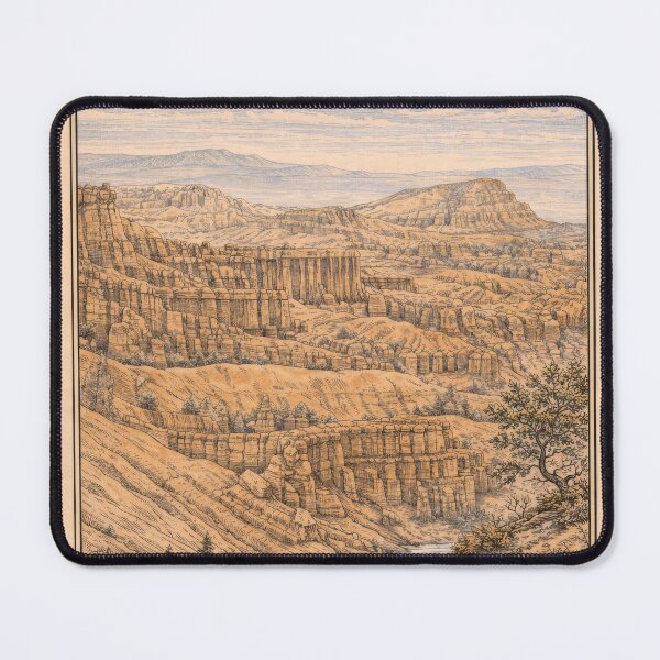 Item preview, Bryce Canyon National Park Vintage Illustration | Hoodoo Rock Formations | Utah Landscape Engraving Art Print designed and sold by LinePlatePress.