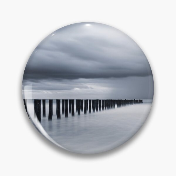 Item preview, Moody Long Exposure Seascape Storm Posts designed and sold by PixorStudio.