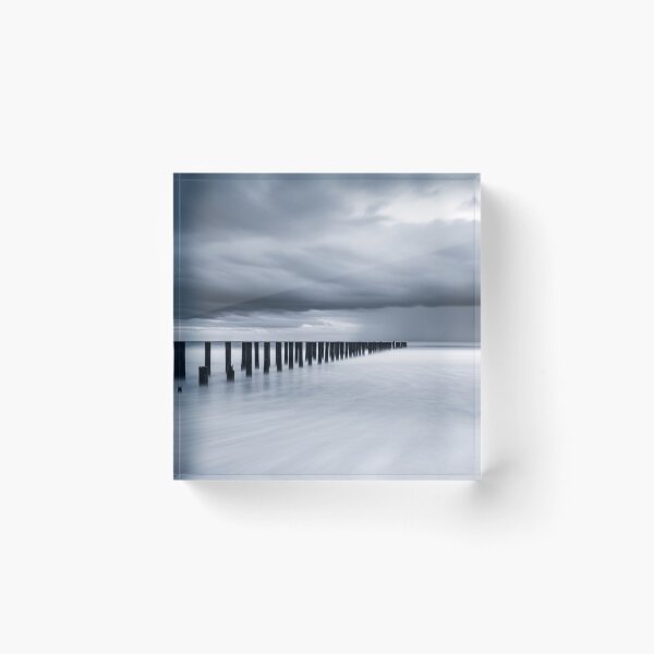 Item preview, Moody Long Exposure Seascape Storm Posts designed and sold by PixorStudio.