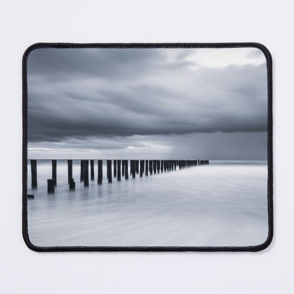 Item preview, Moody Long Exposure Seascape Storm Posts designed and sold by PixorStudio.