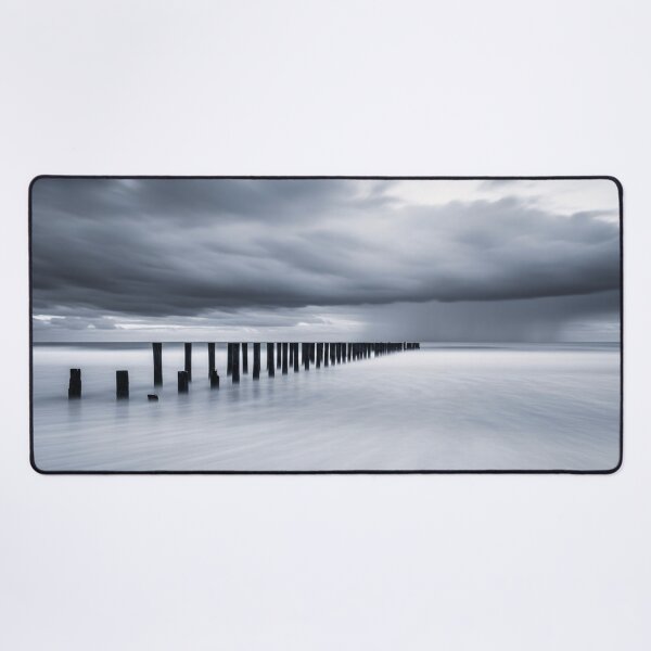 Item preview, Moody Long Exposure Seascape Storm Posts designed and sold by PixorStudio.