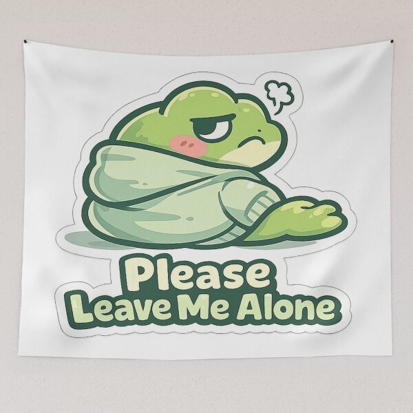 Item preview, Please Leave Me Alone Frog Sticker – Grumpy Minimalist Frog designed and sold by InkWanderStudio.