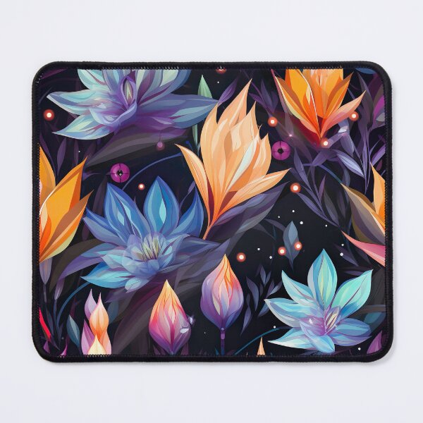 Item preview, Floral Tulip Lotus Crystal Dark Seamless Pattern designed and sold by Leylita Design.