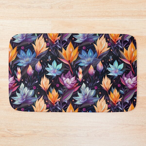 Item preview, Floral Tulip Lotus Crystal Dark Seamless Pattern designed and sold by Leylita Design.