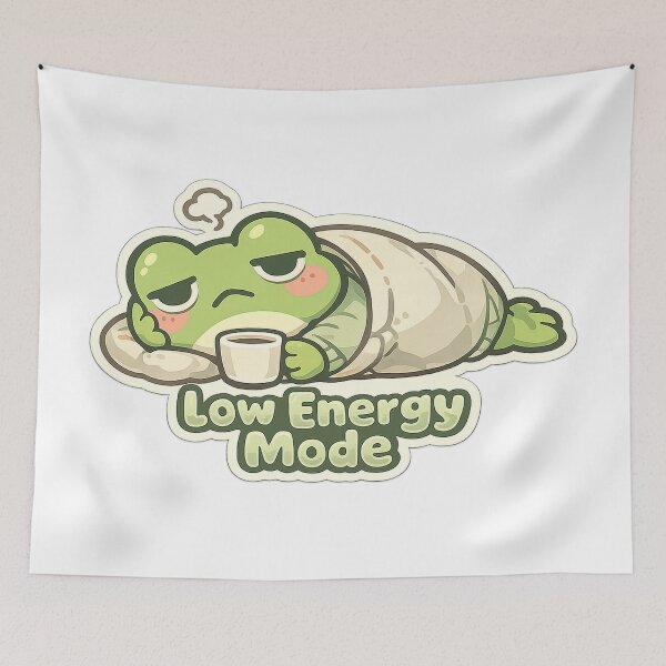 Item preview, Low Energy Mode Frog Sticker – Sleepy Frog Resting designed and sold by InkWanderStudio.