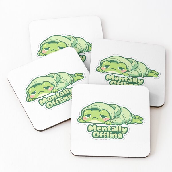 Item preview, Mentally Offline Frog Sticker – Cute Exhausted Frog in Hoodie designed and sold by InkWanderStudio.
