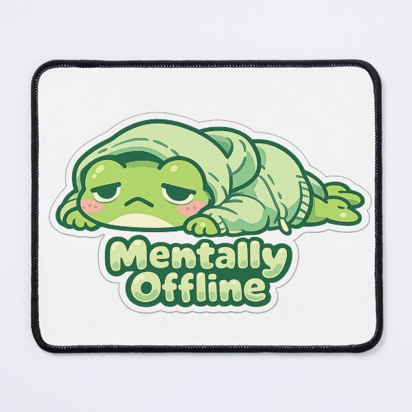 Item preview, Mentally Offline Frog Sticker – Cute Exhausted Frog in Hoodie designed and sold by InkWanderStudio.