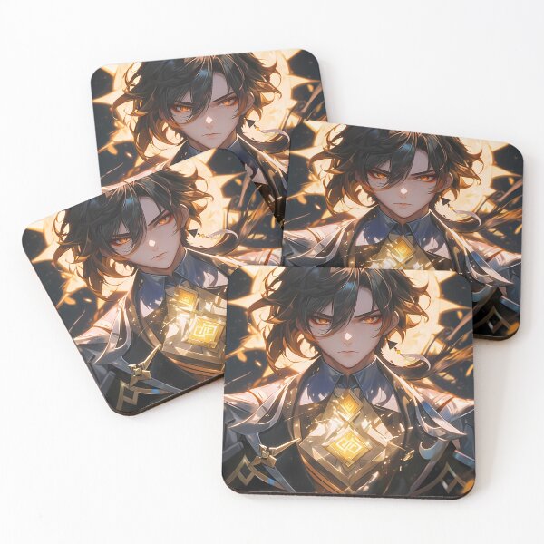 Item preview, Zhongli Genshin Impact Golden Regal Glowing Geometric Portrait designed and sold by 108Recordings.