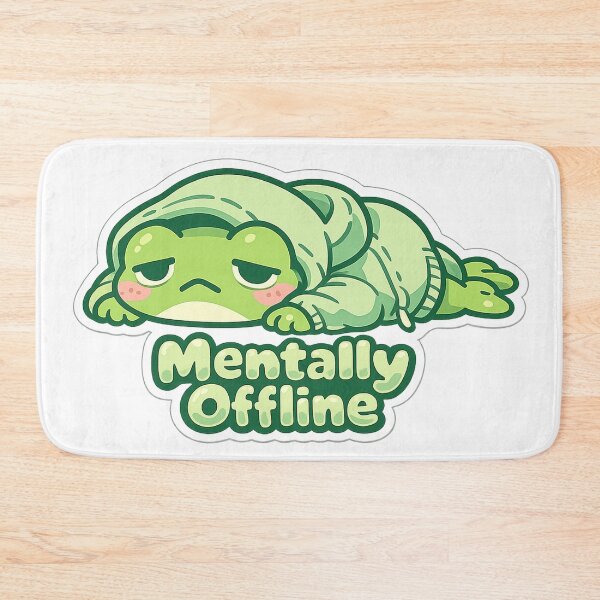 Item preview, Mentally Offline Frog Sticker – Cute Exhausted Frog in Hoodie designed and sold by InkWanderStudio.