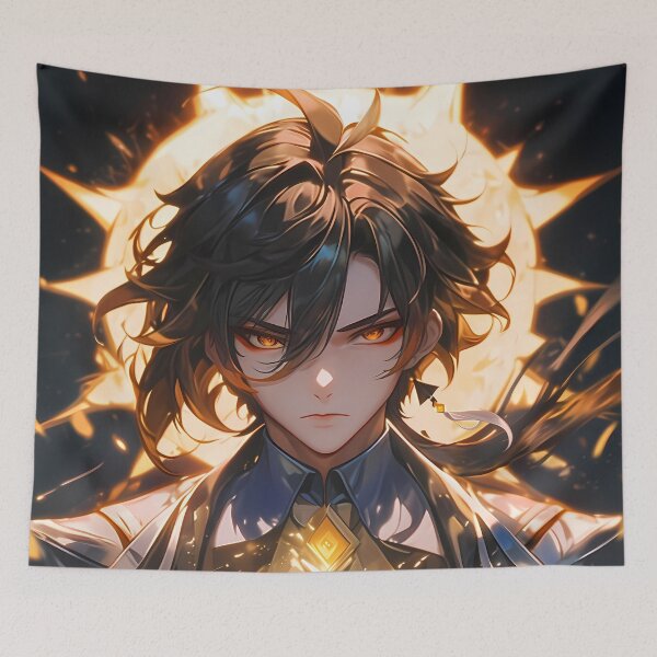 Item preview, Zhongli Genshin Impact Golden Regal Glowing Geometric Portrait designed and sold by 108Recordings.