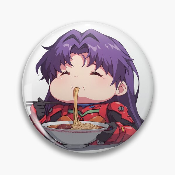 Item preview, Misato Katsuragi Neon Genesis Evangelion Kawaii Ramen Chibi funny designed and sold by mildaclairmo.