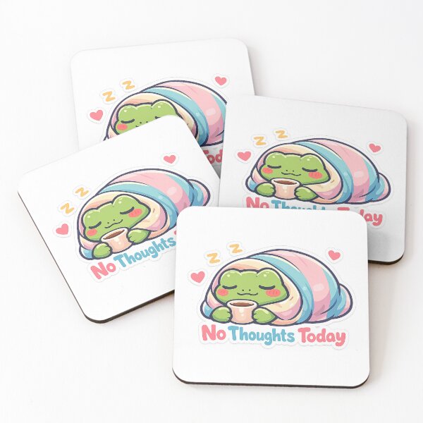 Item preview, No Thoughts Today Frog Sticker – Cozy Blanket Burrito Frog designed and sold by InkWanderStudio.