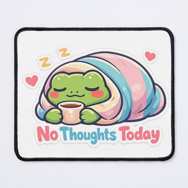 Item preview, No Thoughts Today Frog Sticker – Cozy Blanket Burrito Frog designed and sold by InkWanderStudio.