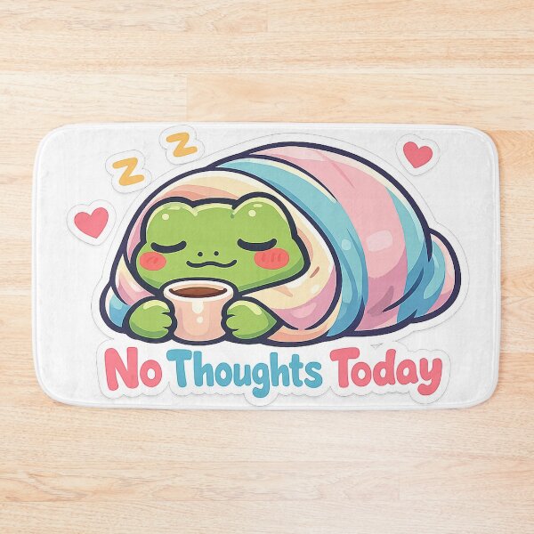 Item preview, No Thoughts Today Frog Sticker – Cozy Blanket Burrito Frog designed and sold by InkWanderStudio.
