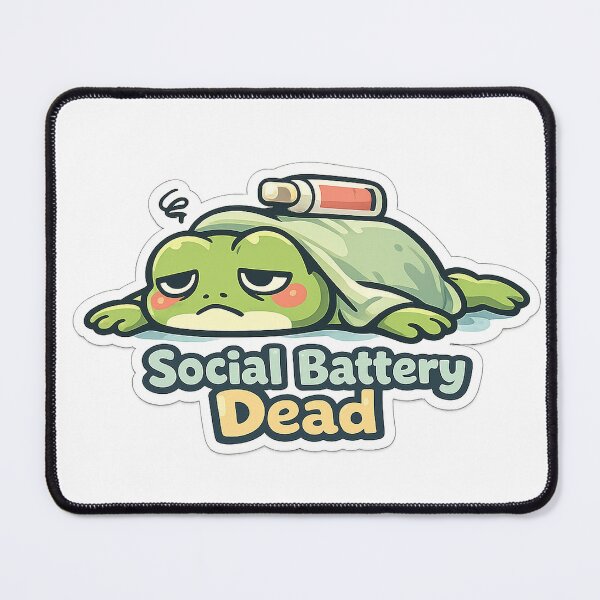 Item preview, Social Battery Dead Frog Sticker – Drained Introvert Frog designed and sold by InkWanderStudio.