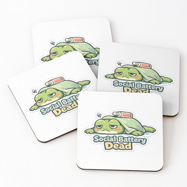 Item preview, Social Battery Dead Frog Sticker – Drained Introvert Frog designed and sold by InkWanderStudio.