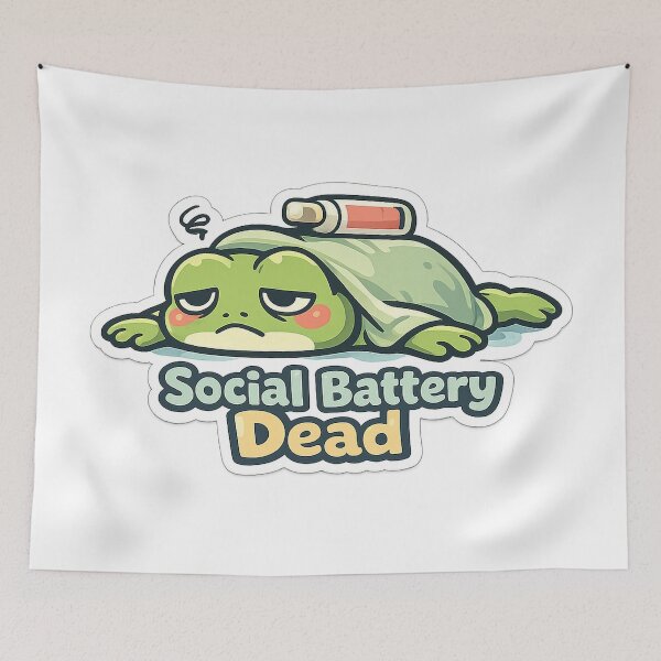 Item preview, Social Battery Dead Frog Sticker – Drained Introvert Frog designed and sold by InkWanderStudio.