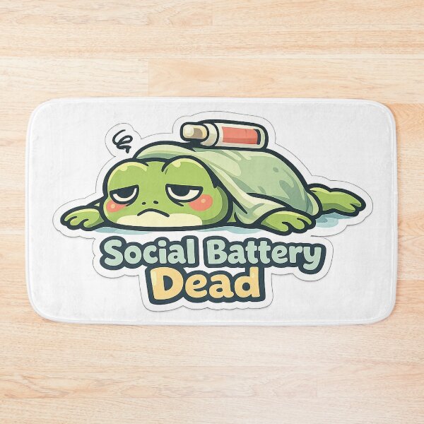 Item preview, Social Battery Dead Frog Sticker – Drained Introvert Frog designed and sold by InkWanderStudio.