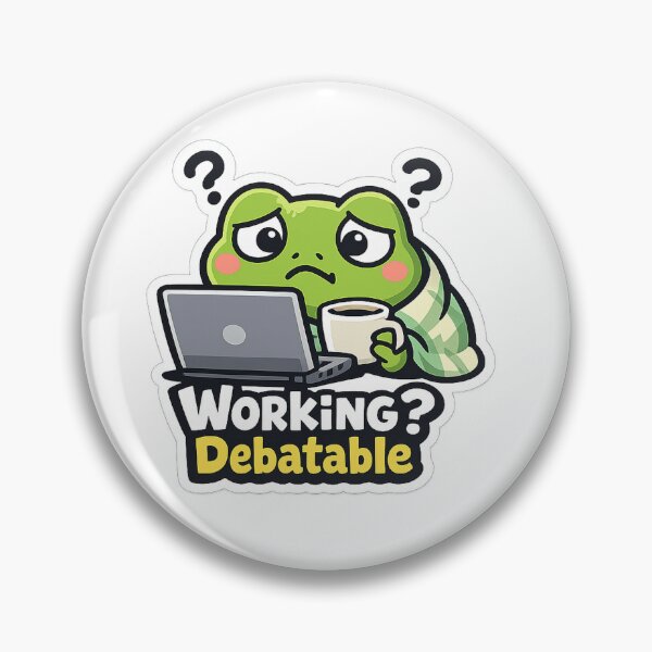 Item preview, Working? Debatable Frog Sticker – Confused Frog at Laptop designed and sold by InkWanderStudio.
