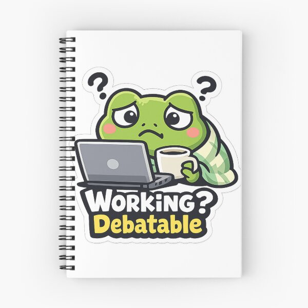 Item preview, Working? Debatable Frog Sticker – Confused Frog at Laptop designed and sold by InkWanderStudio.
