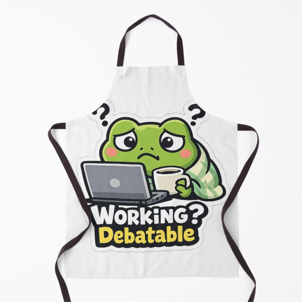 Item preview, Working? Debatable Frog Sticker – Confused Frog at Laptop designed and sold by InkWanderStudio.