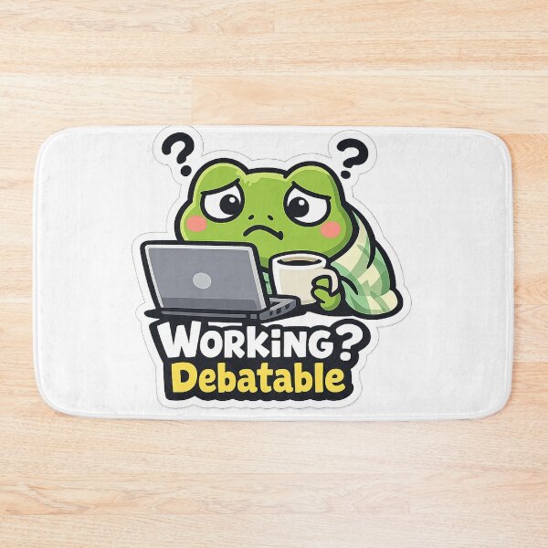 Item preview, Working? Debatable Frog Sticker – Confused Frog at Laptop designed and sold by InkWanderStudio.