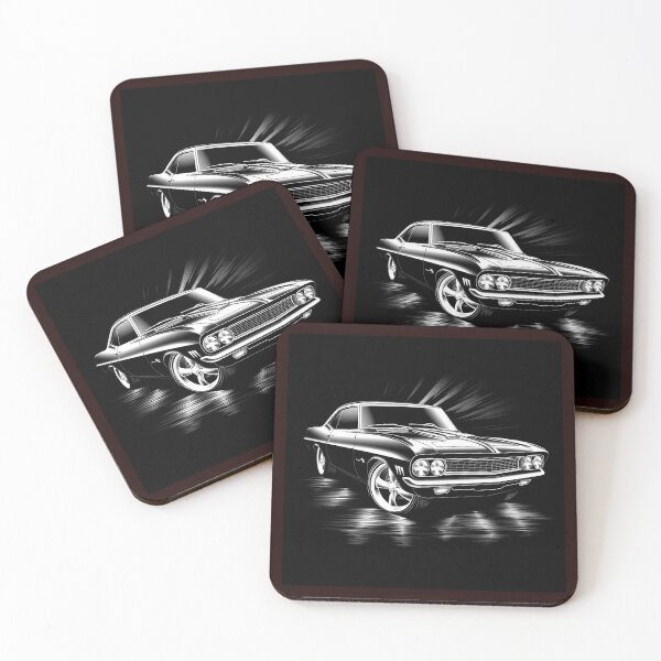 Item preview, Classic Muscle Car Black and White Vintage Automotive Illustration designed and sold by inkoutninja.