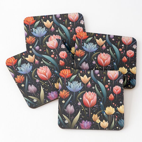 Item preview, Floral Tulip Dark Seamless Pattern designed and sold by Leylita Design.